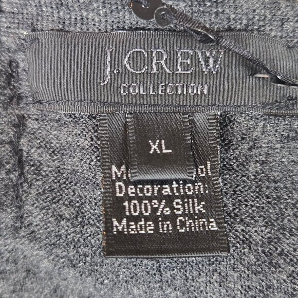 J Crew Size XL Gray Black Merino Wool Cardigan Silk Sequins Embellishment NWT - Picture 11 of 16
